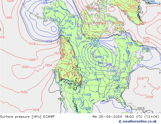 Pressione al suolo ECMWF mer 05.06.2024 18 UTC