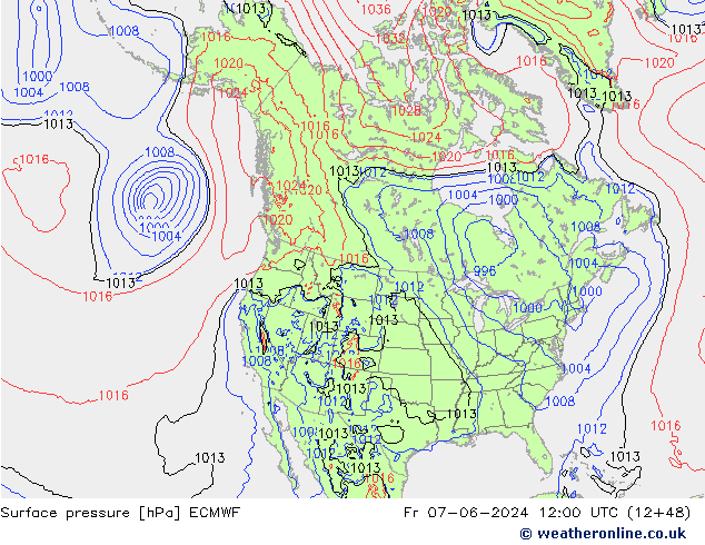 Surface pressure ECMWF Fr 07.06.2024 12 UTC