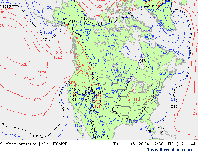 Surface pressure ECMWF Tu 11.06.2024 12 UTC