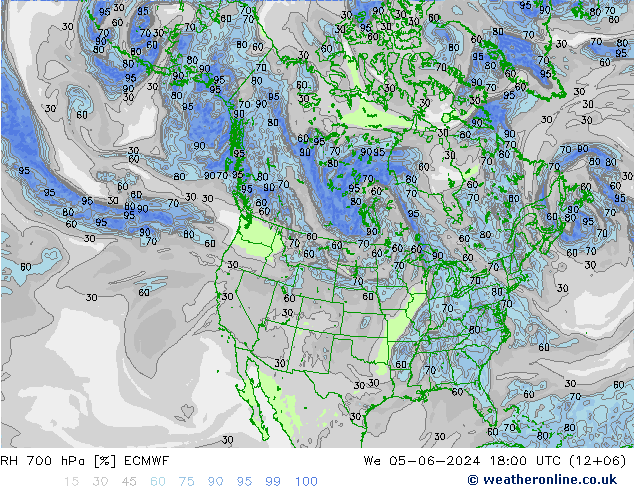 RH 700 hPa ECMWF śro. 05.06.2024 18 UTC