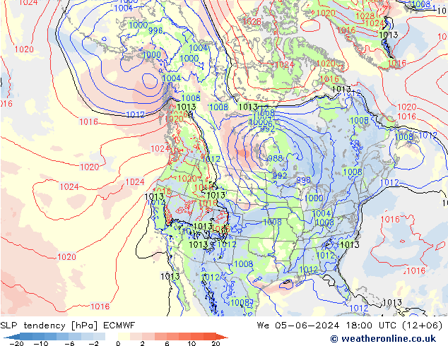 Drucktendenz ECMWF Mi 05.06.2024 18 UTC