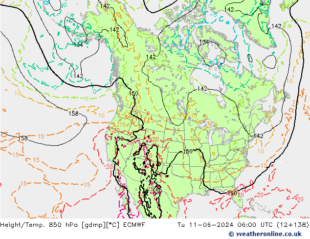 Z500/Rain (+SLP)/Z850 ECMWF wto. 11.06.2024 06 UTC