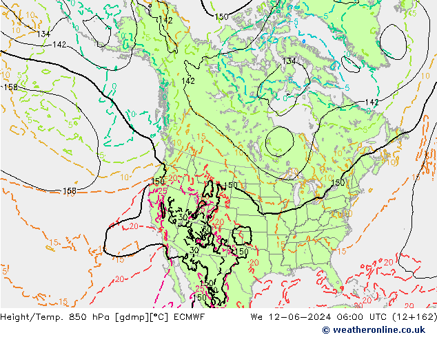 Height/Temp. 850 hPa ECMWF We 12.06.2024 06 UTC