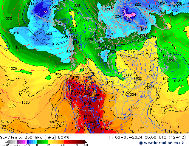 SLP/Temp. 850 hPa ECMWF do 06.06.2024 00 UTC