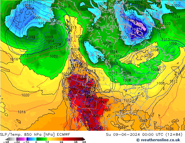 SLP/Temp. 850 hPa ECMWF So 09.06.2024 00 UTC