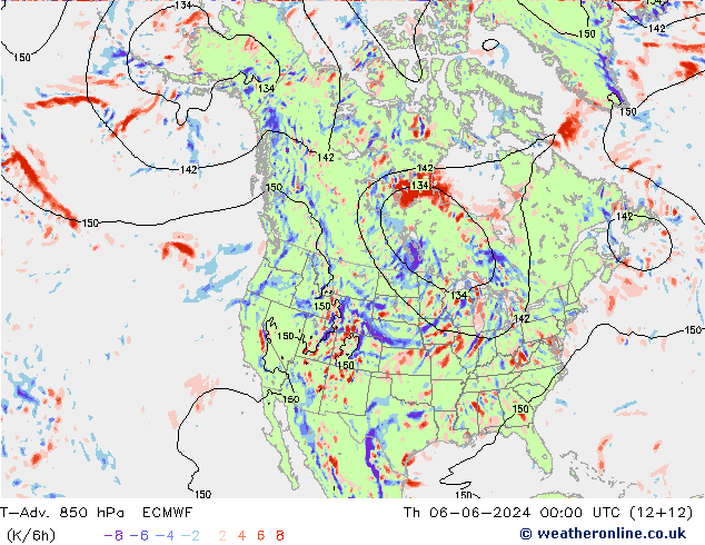 T-Adv. 850 hPa ECMWF Do 06.06.2024 00 UTC