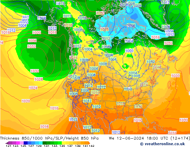 Schichtdicke 850-1000 hPa ECMWF Mi 12.06.2024 18 UTC