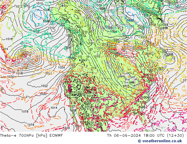 Theta-e 700hPa ECMWF do 06.06.2024 18 UTC