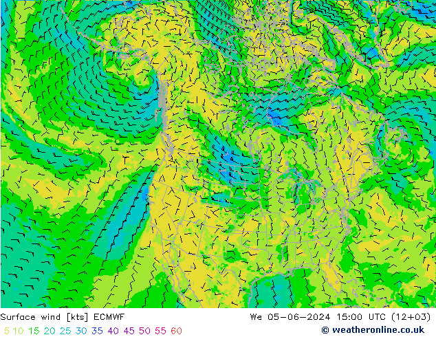 Surface wind ECMWF We 05.06.2024 15 UTC