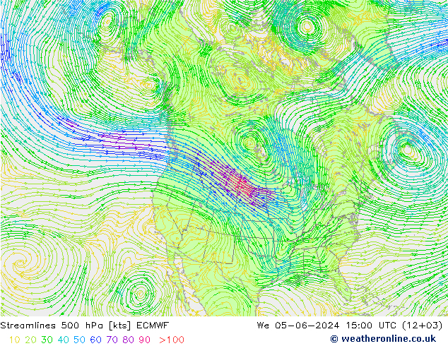 Stromlinien 500 hPa ECMWF Mi 05.06.2024 15 UTC