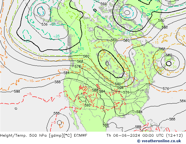 Z500/Rain (+SLP)/Z850 ECMWF jeu 06.06.2024 00 UTC