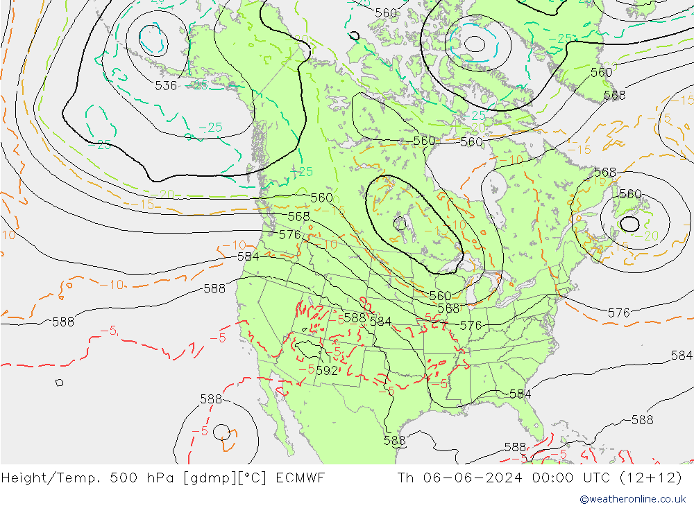 Z500/Rain (+SLP)/Z850 ECMWF Do 06.06.2024 00 UTC