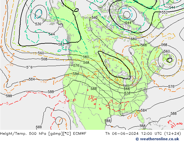 Z500/Rain (+SLP)/Z850 ECMWF Do 06.06.2024 12 UTC