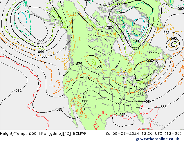 Height/Temp. 500 hPa ECMWF Ne 09.06.2024 12 UTC