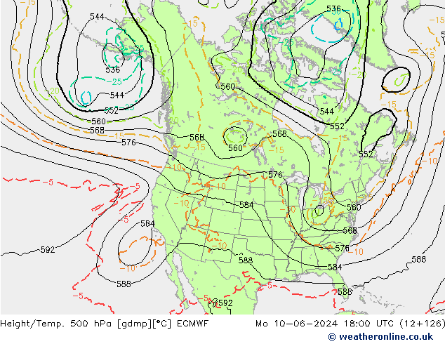 Z500/Rain (+SLP)/Z850 ECMWF ��� 10.06.2024 18 UTC