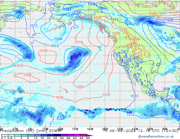 Z500/Rain (+SLP)/Z850 ECMWF Th 06.06.2024 18 UTC