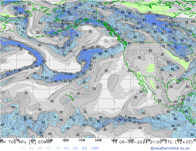 RH 700 hPa ECMWF Th 06.06.2024 21 UTC