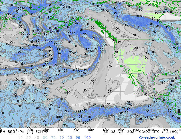 RH 850 hPa ECMWF  08.06.2024 00 UTC