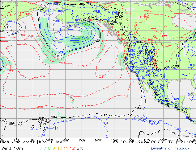 High wind areas ECMWF  10.06.2024 00 UTC