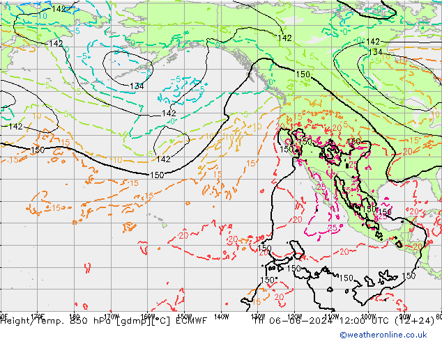 Z500/Rain (+SLP)/Z850 ECMWF чт 06.06.2024 12 UTC