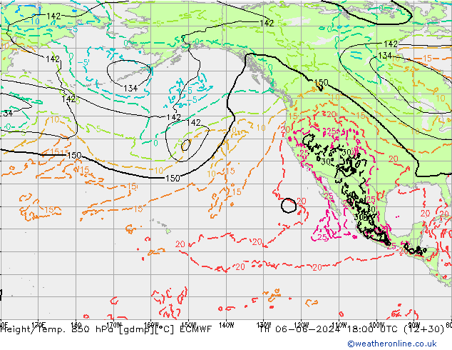 Z500/Rain (+SLP)/Z850 ECMWF Th 06.06.2024 18 UTC