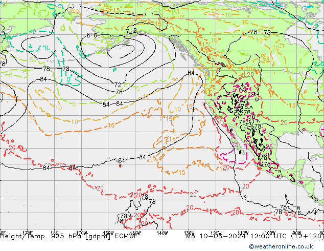 Height/Temp. 925 hPa ECMWF Mo 10.06.2024 12 UTC