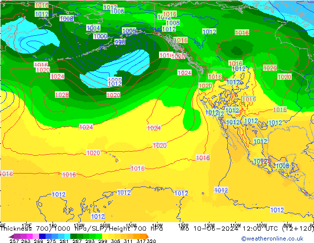 Thck 700-1000 hPa ECMWF pon. 10.06.2024 12 UTC