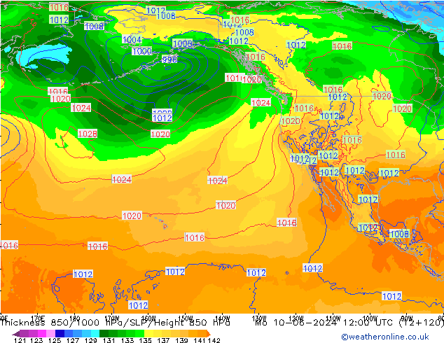 Thck 850-1000 hPa ECMWF lun 10.06.2024 12 UTC