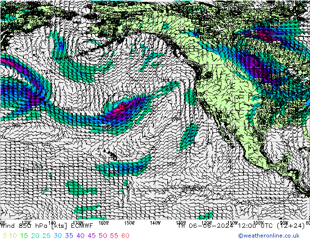 ветер 850 гПа ECMWF чт 06.06.2024 12 UTC