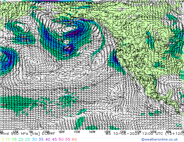 Vent 950 hPa ECMWF lun 10.06.2024 12 UTC