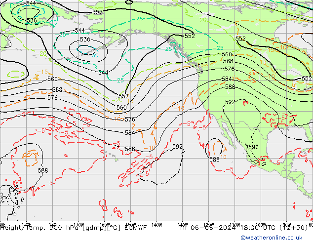 Z500/Rain (+SLP)/Z850 ECMWF Th 06.06.2024 18 UTC