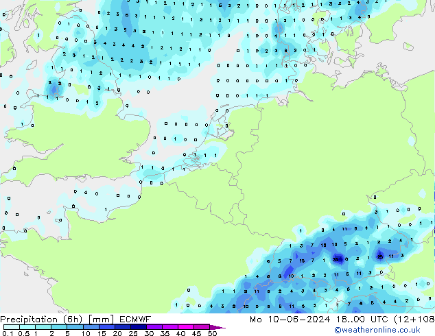 Z500/Rain (+SLP)/Z850 ECMWF пн 10.06.2024 00 UTC