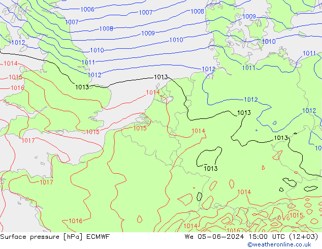 Pressione al suolo ECMWF mer 05.06.2024 15 UTC