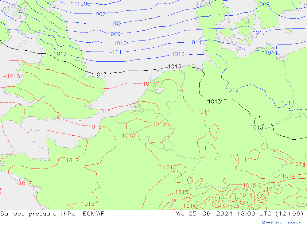 Pressione al suolo ECMWF mer 05.06.2024 18 UTC