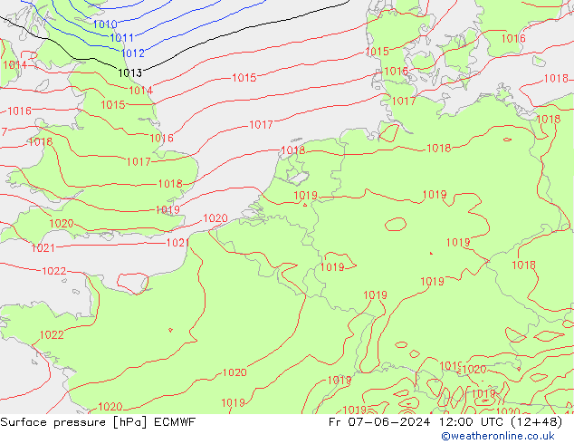 Surface pressure ECMWF Fr 07.06.2024 12 UTC