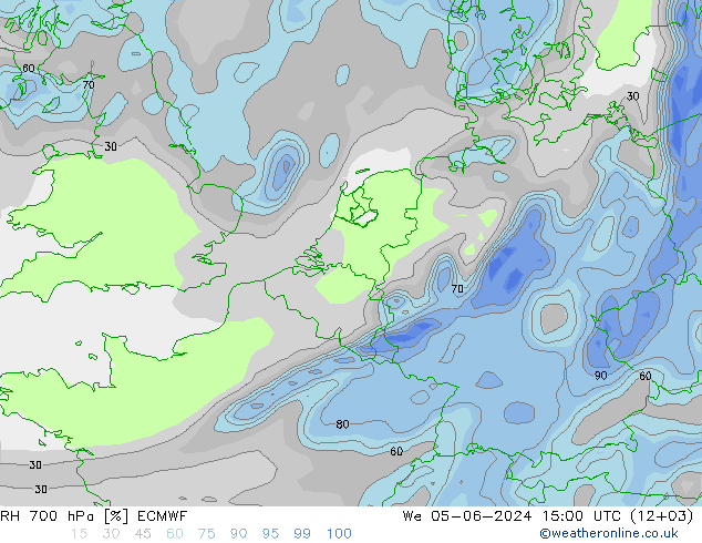 RH 700 hPa ECMWF Mi 05.06.2024 15 UTC