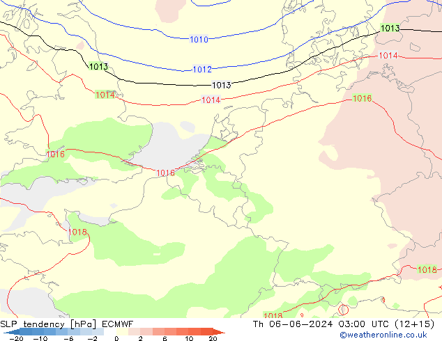 SLP tendency ECMWF Th 06.06.2024 03 UTC