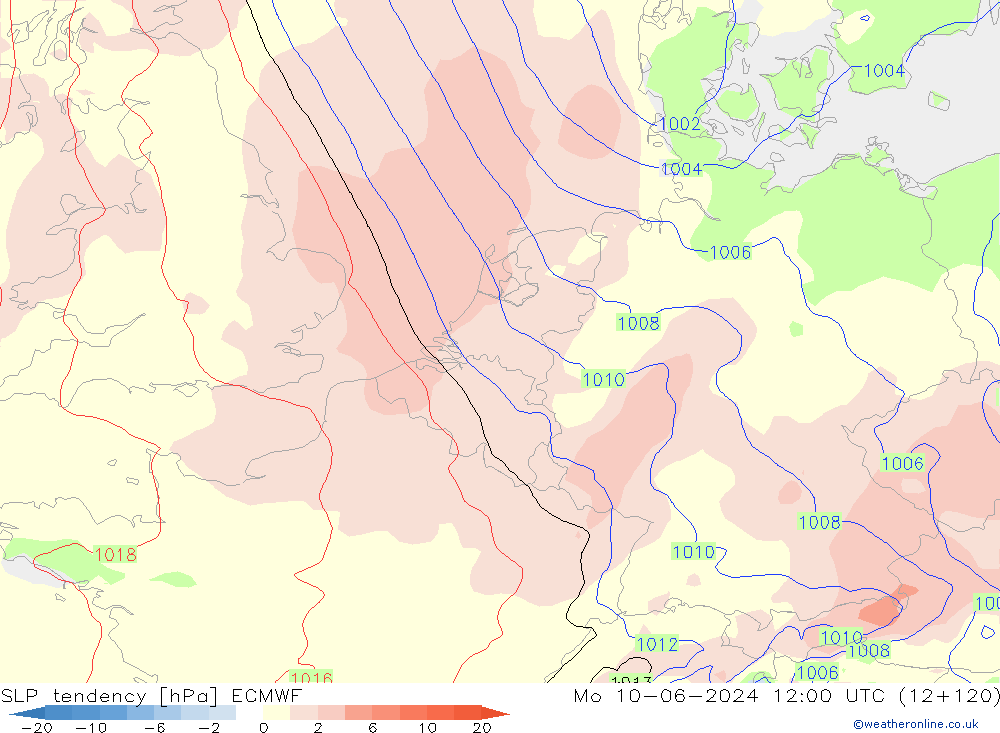 Druktendens (+/-) ECMWF ma 10.06.2024 12 UTC