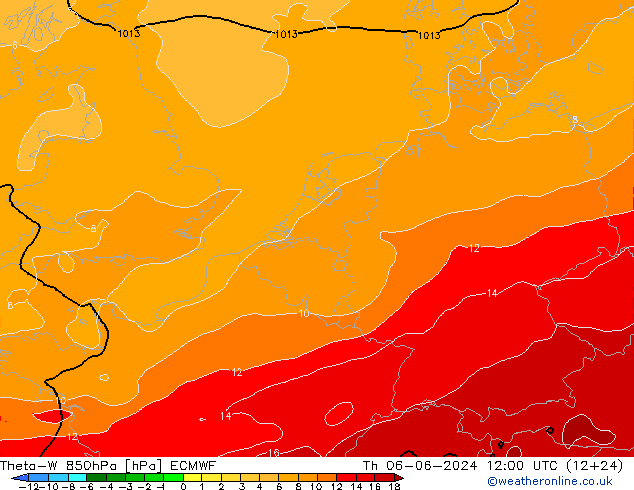 Theta-W 850hPa ECMWF jeu 06.06.2024 12 UTC