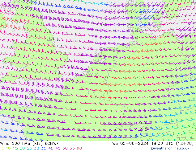 Viento 500 hPa ECMWF mié 05.06.2024 18 UTC