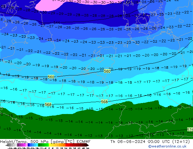 Z500/Rain (+SLP)/Z850 ECMWF  06.06.2024 00 UTC