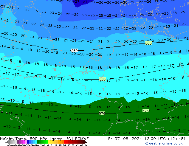 Z500/Rain (+SLP)/Z850 ECMWF ven 07.06.2024 12 UTC