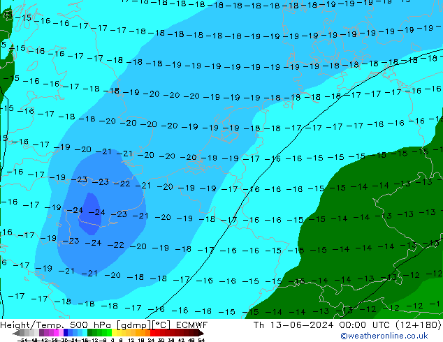 Z500/Rain (+SLP)/Z850 ECMWF jeu 13.06.2024 00 UTC