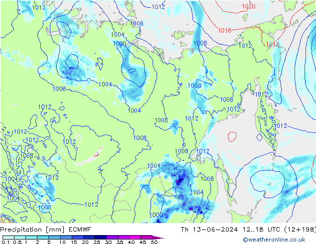 Niederschlag ECMWF Do 13.06.2024 18 UTC