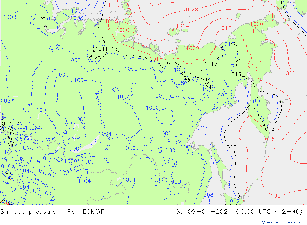 ciśnienie ECMWF nie. 09.06.2024 06 UTC