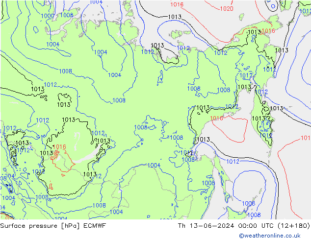 ciśnienie ECMWF czw. 13.06.2024 00 UTC