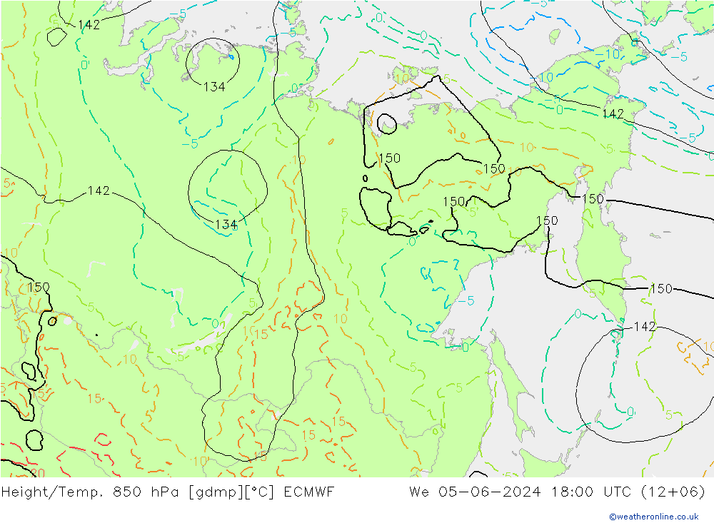 Z500/Rain (+SLP)/Z850 ECMWF  05.06.2024 18 UTC