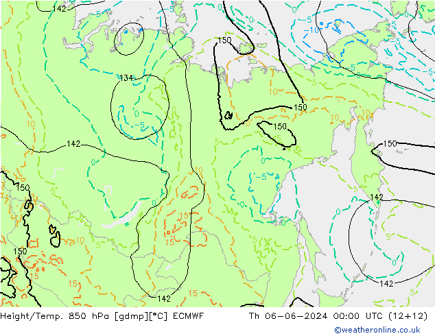 Z500/Rain (+SLP)/Z850 ECMWF Th 06.06.2024 00 UTC