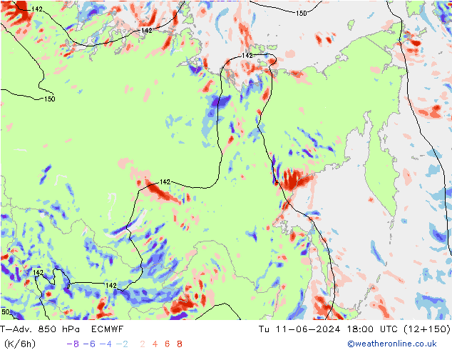 T-Adv. 850 hPa ECMWF mar 11.06.2024 18 UTC