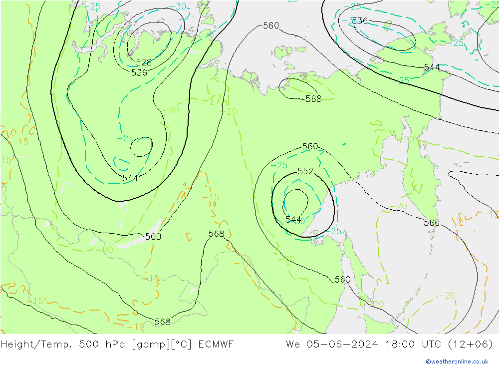 Z500/Rain (+SLP)/Z850 ECMWF  05.06.2024 18 UTC